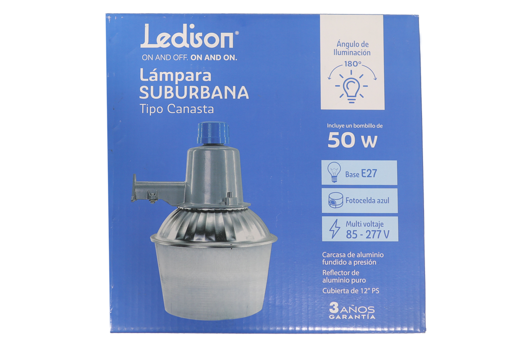 LAMPARA SUBURBANA LEDISON 50W C/ BRAZO Y BOMBILLO INCLUIDO