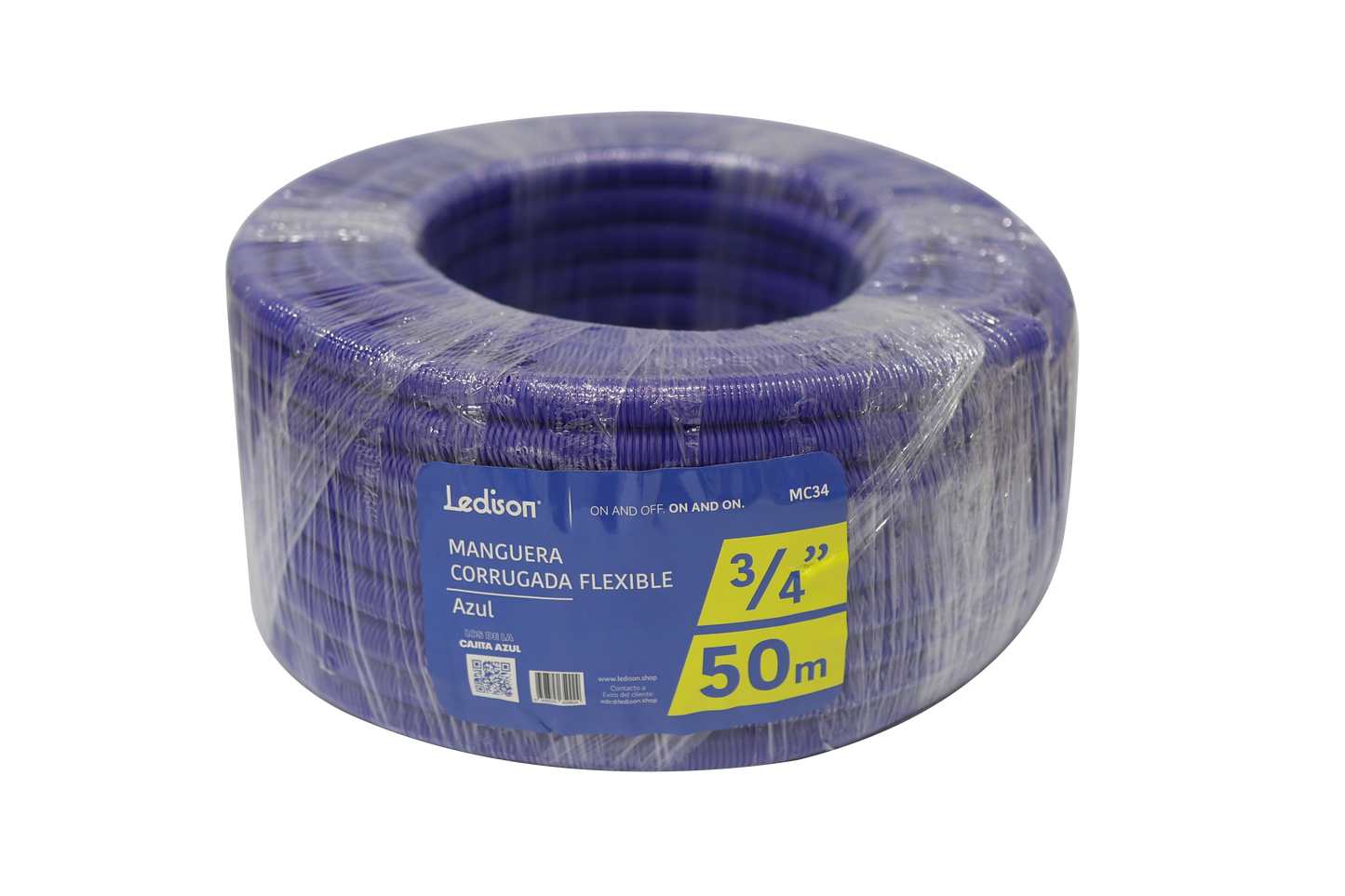 MANGUERA AZUL CORRUGADA FLEXIBLE LEDISON MC1  D/ 1 ROLLO 50M