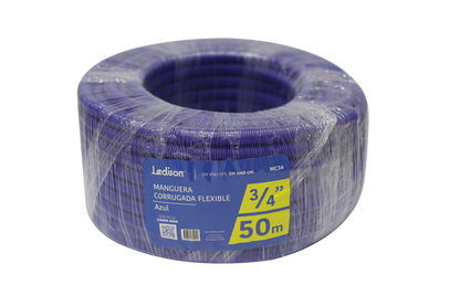 MANGUERA AZUL CORRUGADA FLEXIBLE LEDISON MC1  D/ 1 ROLLO 50M