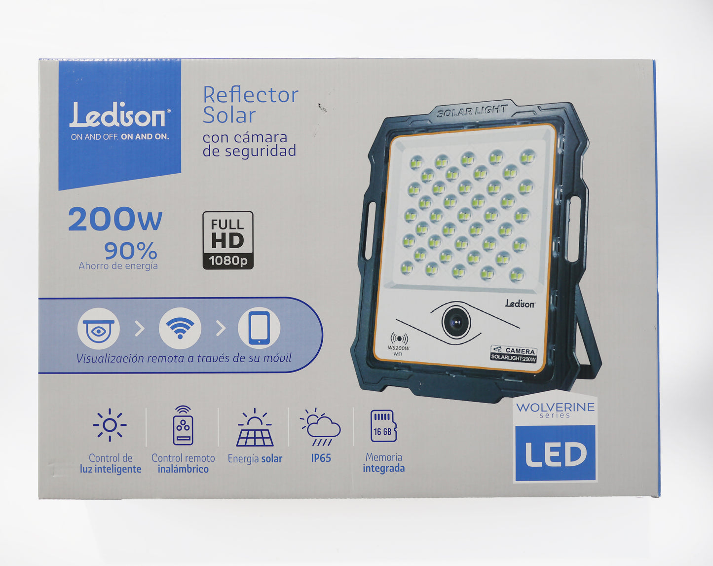 REFLECTOR SOLAR LEDISON 200W C/CAM 16GB WOLVERINE